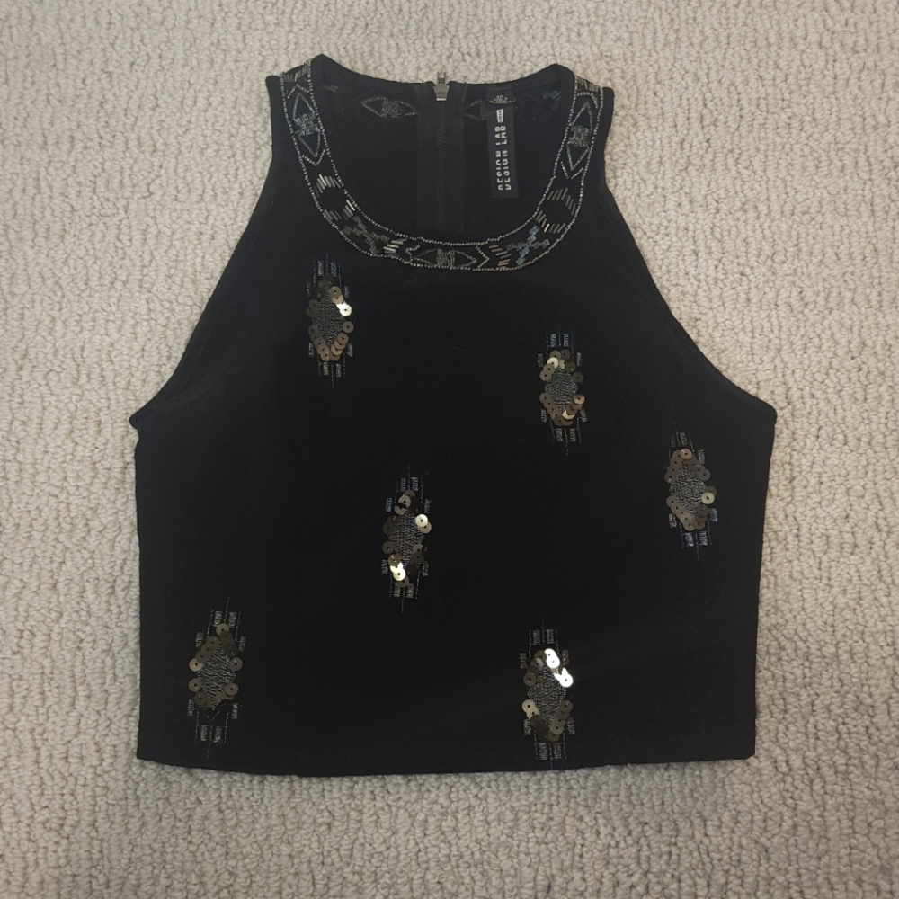 Design Lab Lord & Taylor Embellished Crop Top